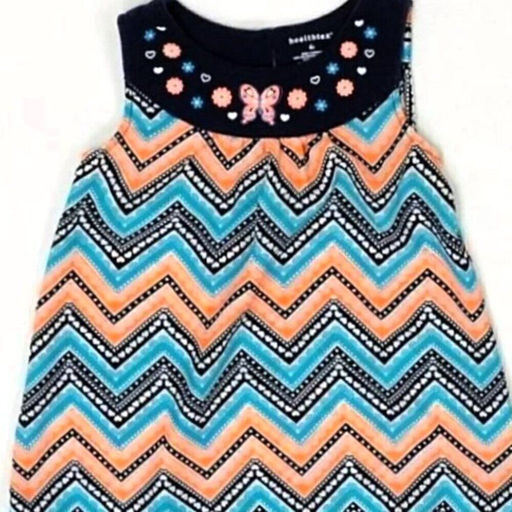 Orange Blue Sleeveless Zig Zag Tank Top Girls 5T